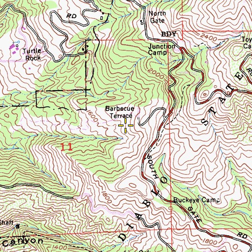 Topographic Map of Barbecue Terrace, CA