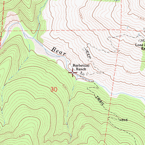 Topographic Map of Barbettini Ranch, CA