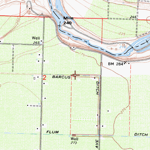 Topographic Map of Barcus Ditch, CA