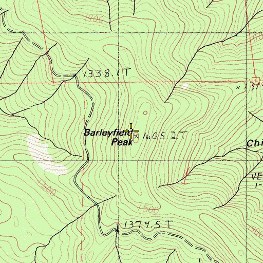Topographic Map of Barleyfield Peak, CA