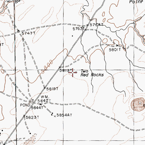 Topographic Map of Two Red Rocks, AZ
