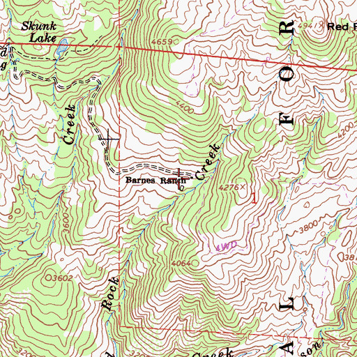 Topographic Map of Barnes Ranch, CA