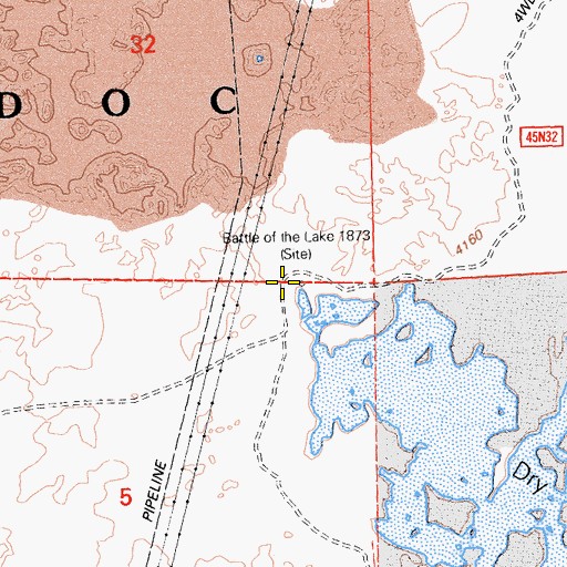 Topographic Map of Battle of Dry Lake 1873, CA