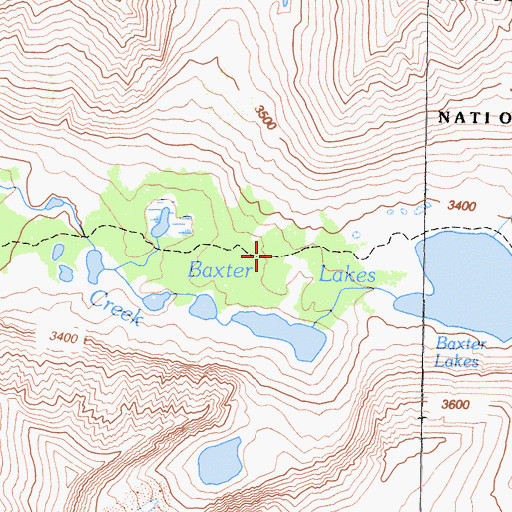 Topographic Map of Baxter Lakes, CA