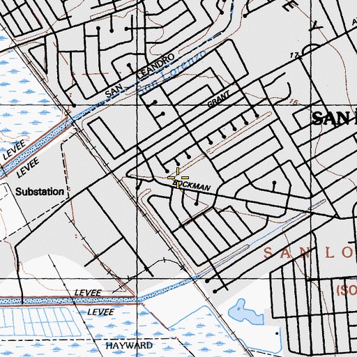 Topographic Map of Bay Elementary School, CA