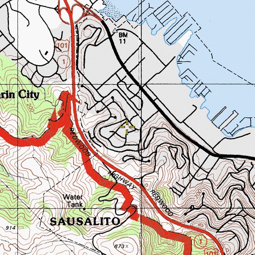 Topographic Map of Bayside Elementary School, CA