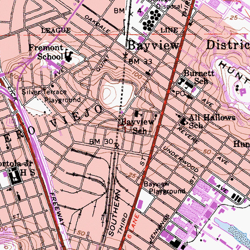 Topographic Map of Charles Drew College Preparatory Academy, CA