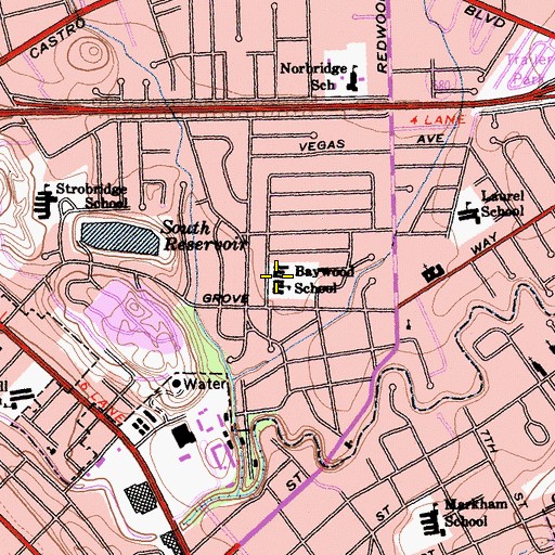 Topographic Map of Baywood School, CA