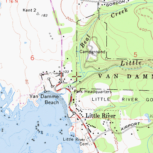 Topographic Map of Beal Creek, CA