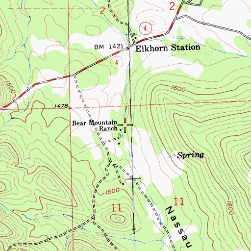 Topographic Map of Bear Mountain Ranch, CA