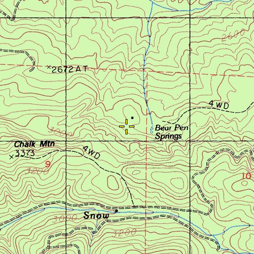 Topographic Map of Bear Pen Springs, CA