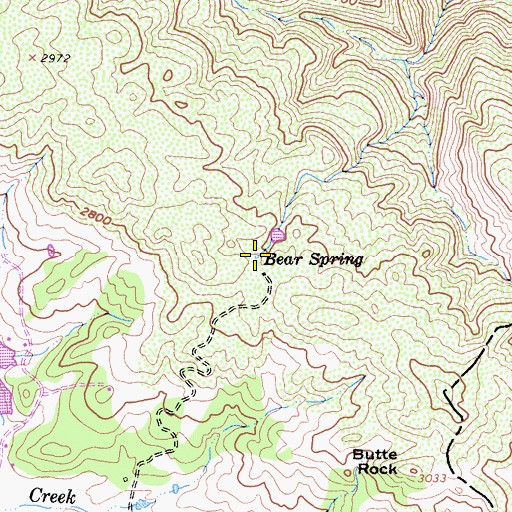 Topographic Map of Bear Spring, CA