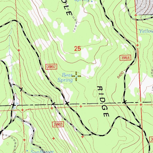 Topographic Map of Bear Spring, CA