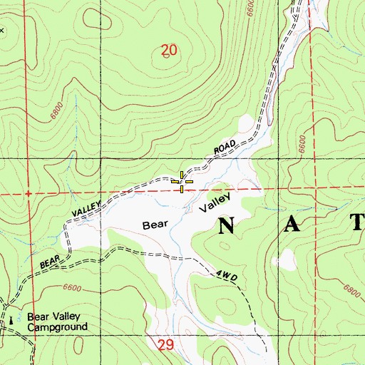Topographic Map of Bear Valley, CA