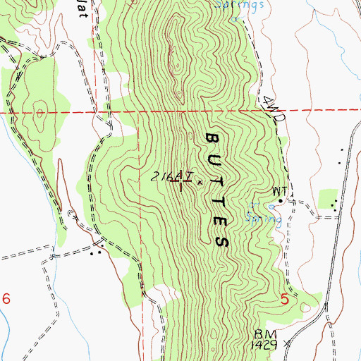 Topographic Map of Bear Valley Buttes, CA