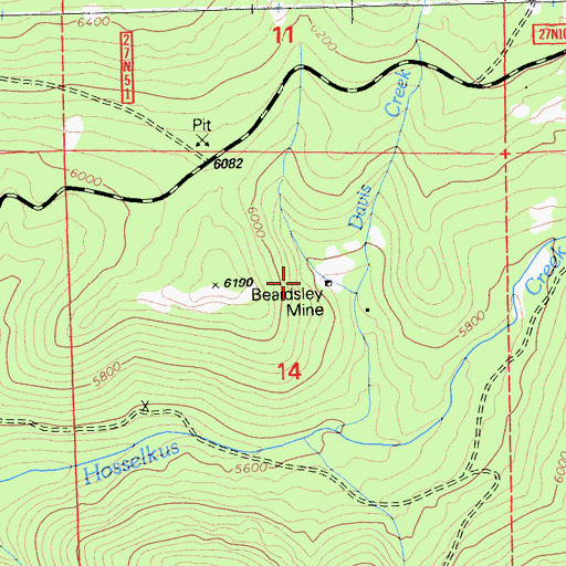 Topographic Map of Beardsley Mine, CA