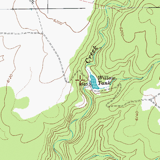 Topographic Map of Willow Tank Dam, AZ