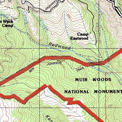 Topographic Map of Ben Johnson Trail, CA
