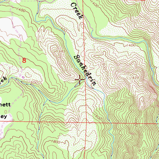 Topographic Map of Bennett Creek, CA