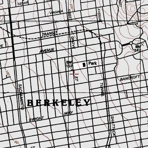Topographic Map of Berkeley High School, CA