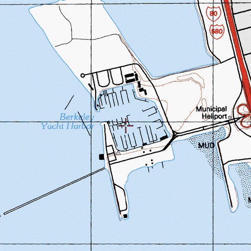 Topographic Map of Berkeley Yacht Harbor, CA