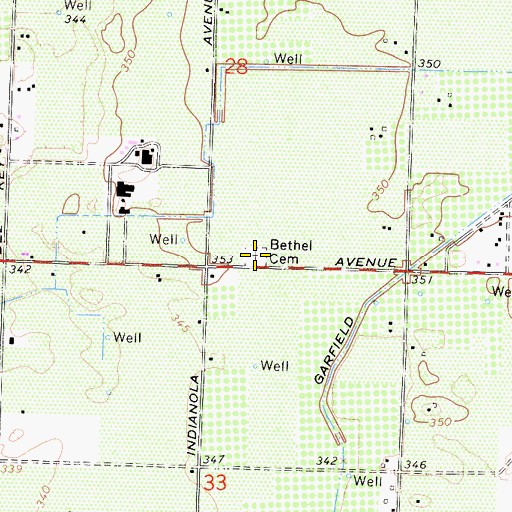 Topographic Map of Bethel Cemetery, CA