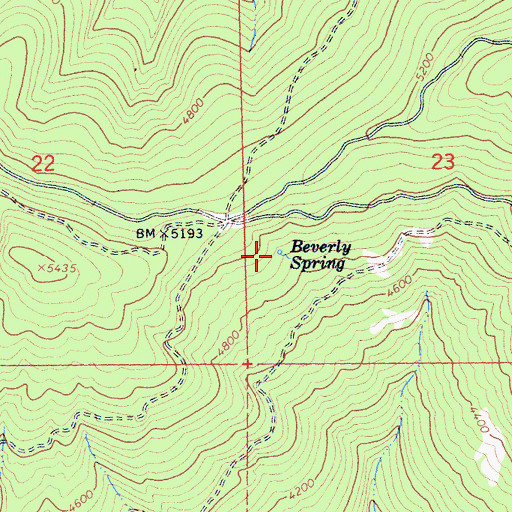 Topographic Map of Beverly Spring, CA
