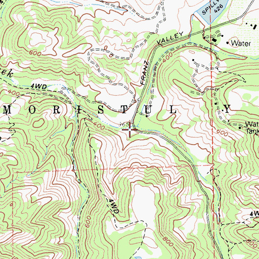 Topographic Map of Bidwell Creek, CA