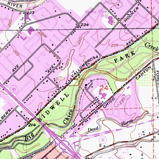 Topographic Map of Bidwell Park, CA
