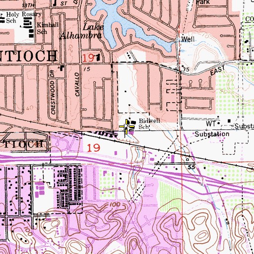 Topographic Map of Bidwell Elementary School, CA
