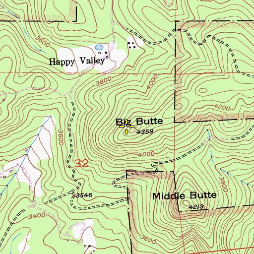 Topographic Map of Big Butte, CA