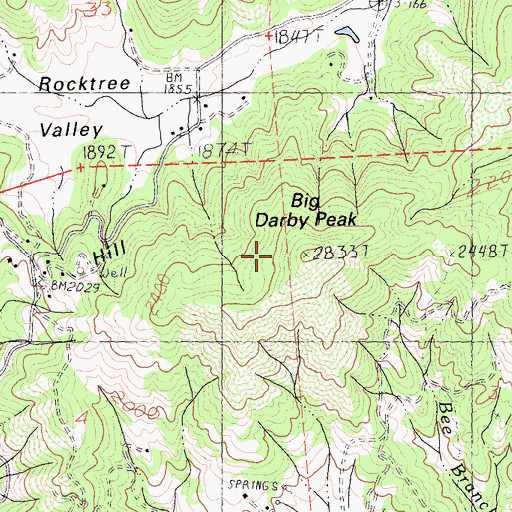 Topographic Map of Big Darby Peak, CA