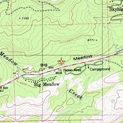 Topographic Map of Big Meadow, CA