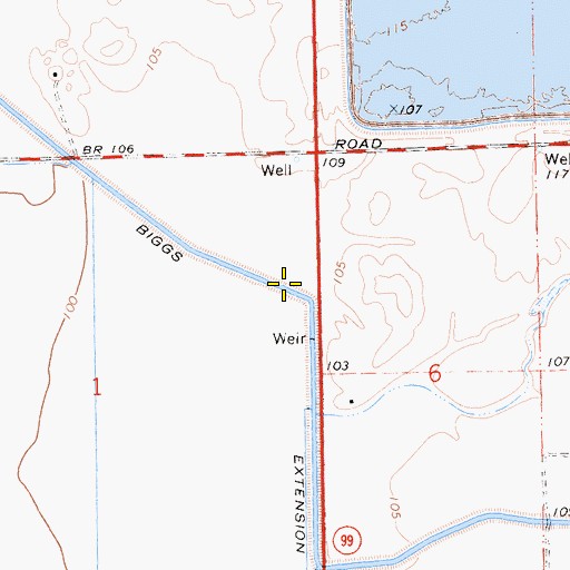 Topographic Map of Biggs Extension, CA