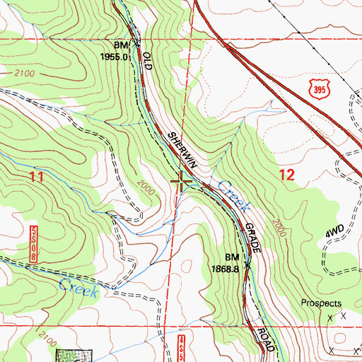 Topographic Map of Birch Creek, CA
