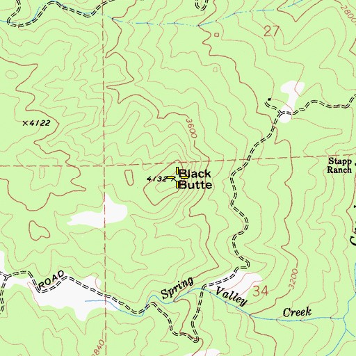 Topographic Map of Black Butte, CA