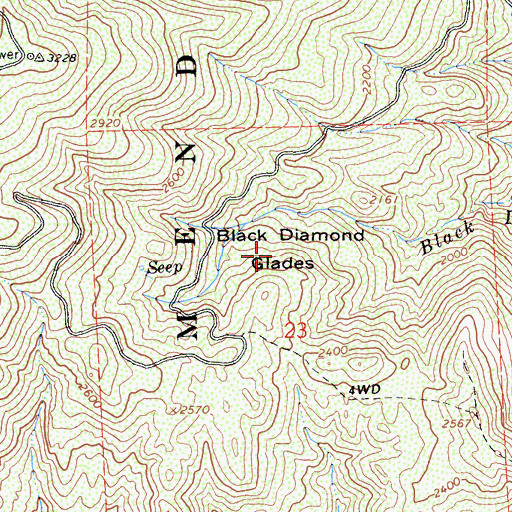 Topographic Map of Black Diamond Glades, CA