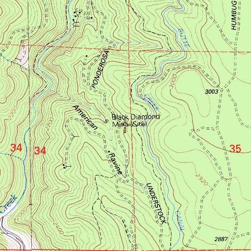 Topographic Map of Black Diamond Mine, CA