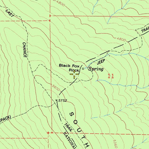 Topographic Map of Black Fox Rock, CA