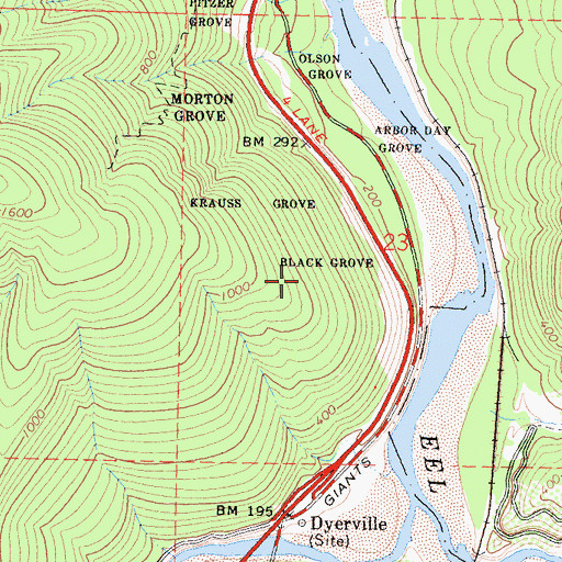 Topographic Map of Black Grove, CA
