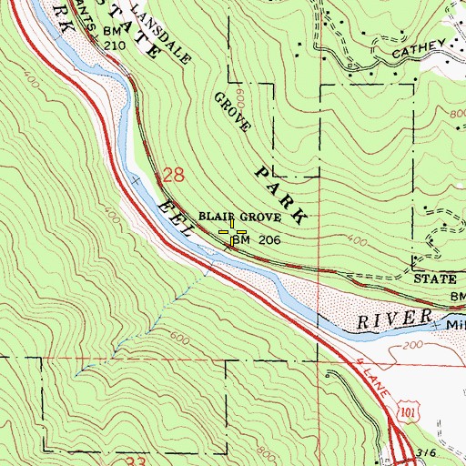 Topographic Map of Blair Grove, CA