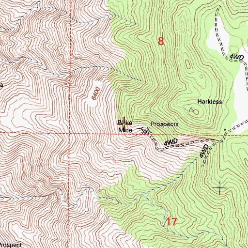 Topographic Map of Blake Mine, CA