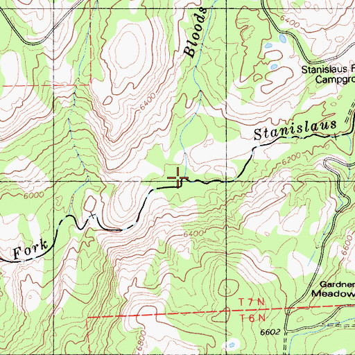 Topographic Map of Bloods Creek, CA