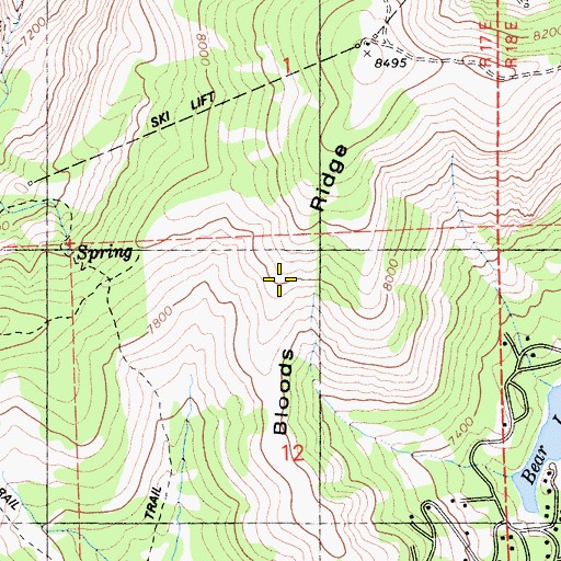 Topographic Map of Bloods Ridge, CA