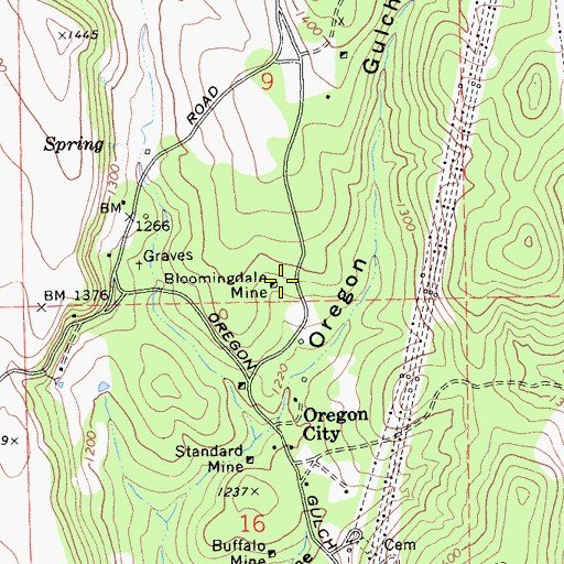 Topographic Map of Bloomingdale Mine, CA