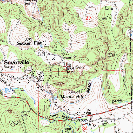 Topographic Map of Blue Point Mine, CA