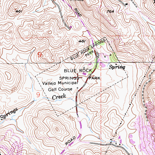 Topographic Map of Blue Rock Springs Park, CA