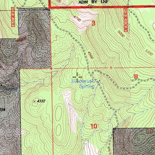 Topographic Map of Bluebrush Spring, CA