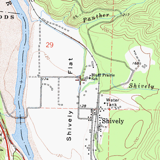 Topographic Map of Bluff Prairie School, CA