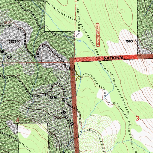 Topographic Map of Board Burn, CA